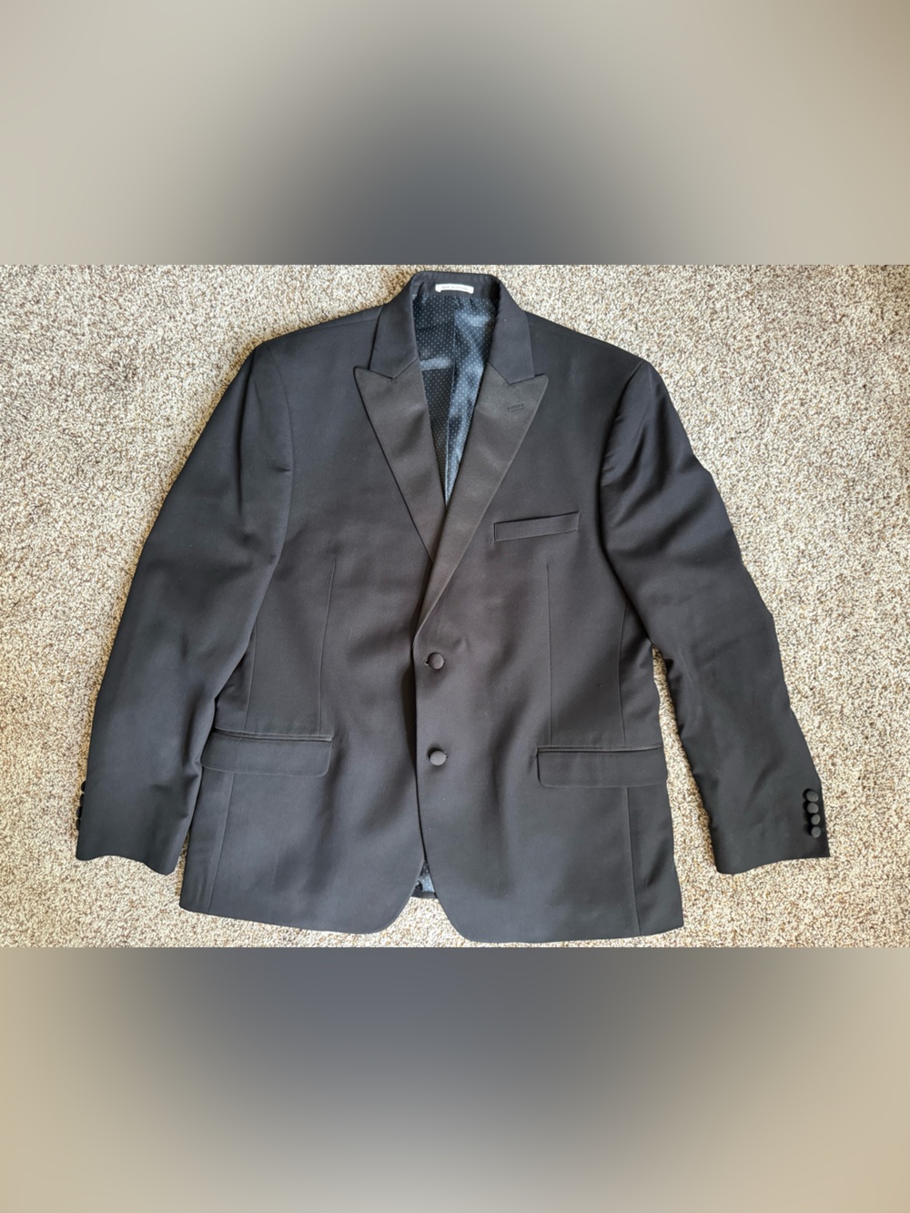 Alfani Black Satin Peak Lapel Tuxedo Jacket w/ Vest
